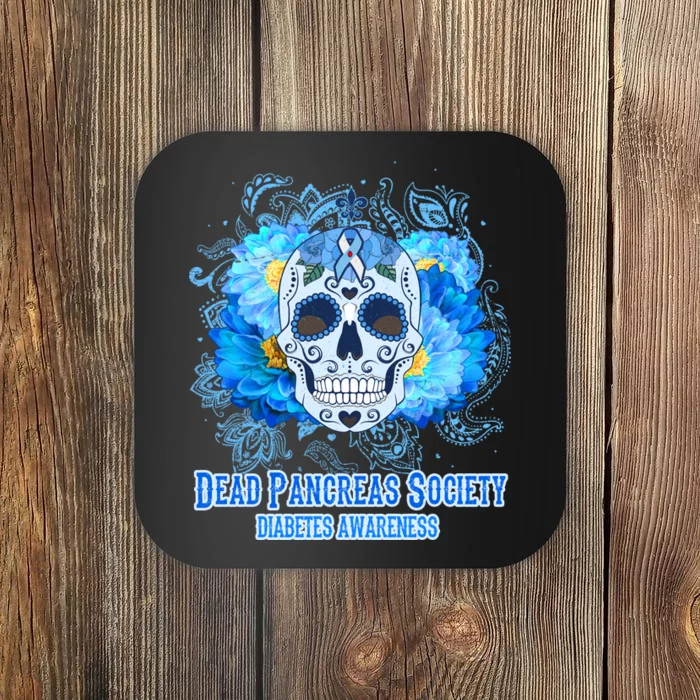 Dead Pancreas Society Diabetes Awareness Sugar Skull Coaster