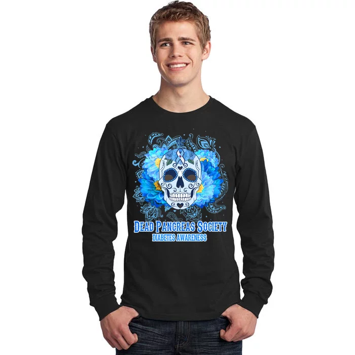 Dead Pancreas Society Diabetes Awareness Sugar Skull Tall Long Sleeve T-Shirt