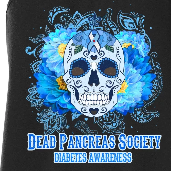 Dead Pancreas Society Diabetes Awareness Sugar Skull Women's Racerback Tank