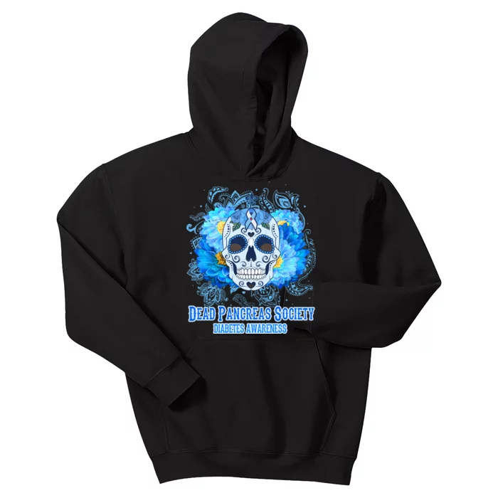 Dead Pancreas Society Diabetes Awareness Sugar Skull Kids Hoodie