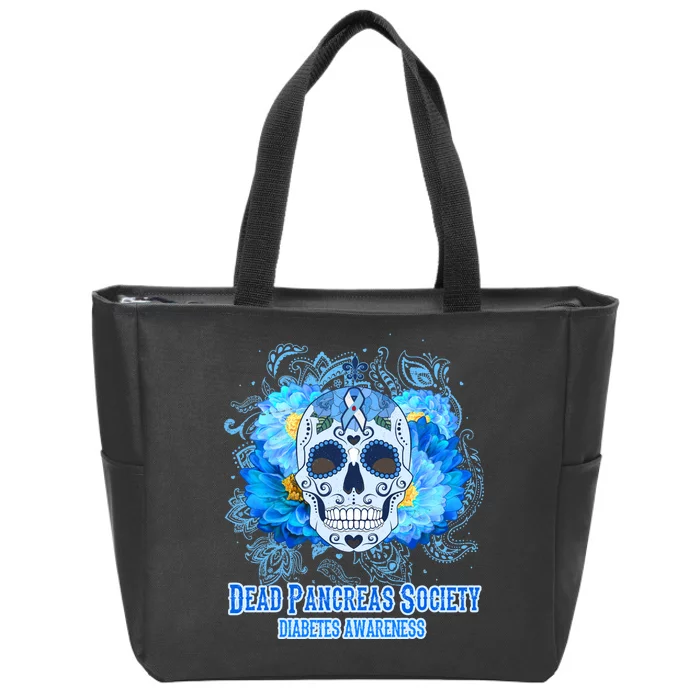 Dead Pancreas Society Diabetes Awareness Sugar Skull Zip Tote Bag