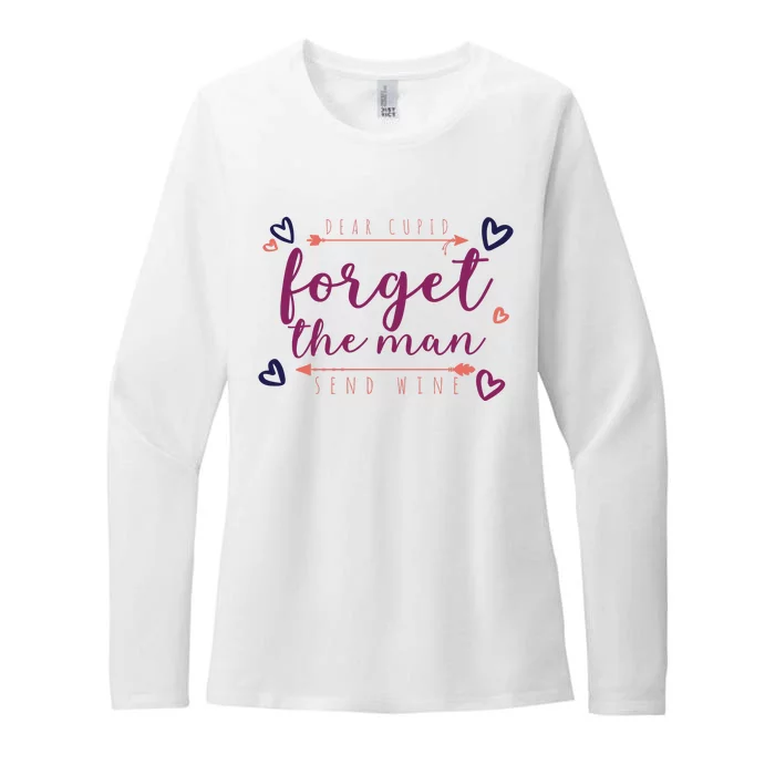 Dear Cupid Forget The Man Send Wine Womens CVC Long Sleeve Shirt