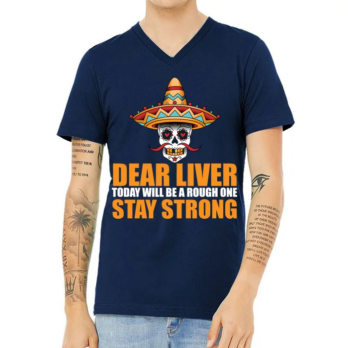 Dear Liver Today Will Be A Rough One Stay Strong1 V-Neck T-Shirt