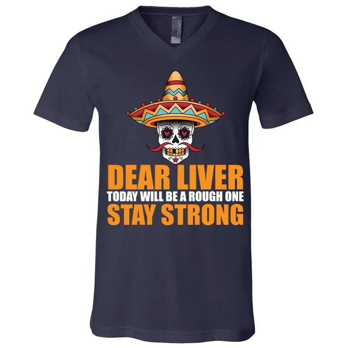 Dear Liver Today Will Be A Rough One Stay Strong1 V-Neck T-Shirt