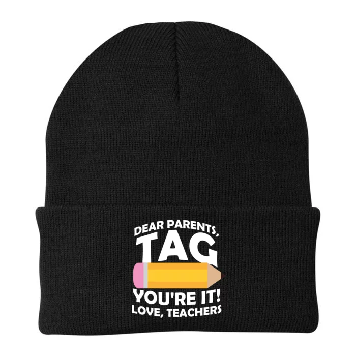 Dear Parents Tag You're It Love Teachers Pencil Knit Cap Winter Beanie