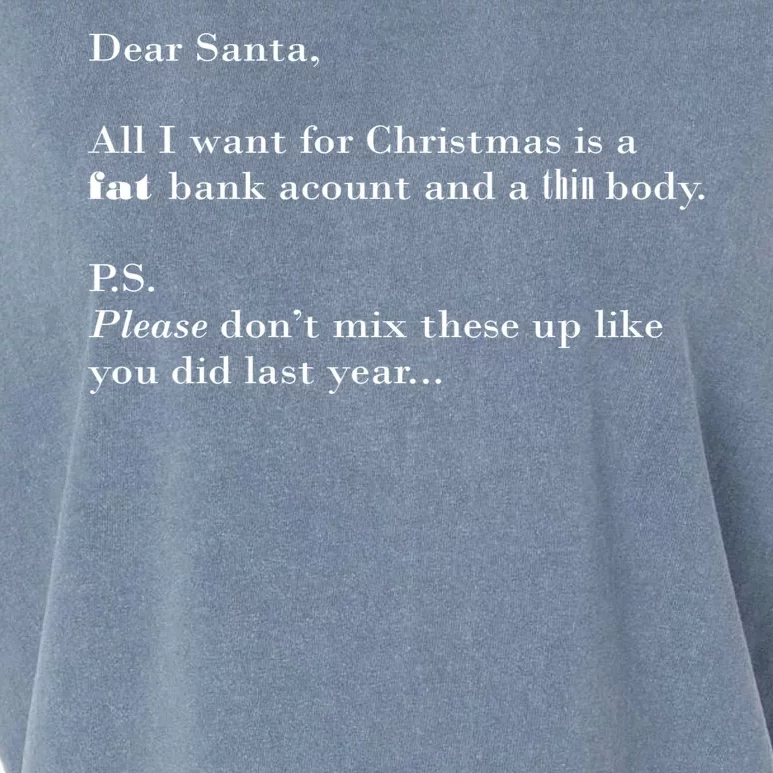 Dear Santa Fat Bank Account Thin Body Christmas Garment-Dyed Women's Muscle Tee