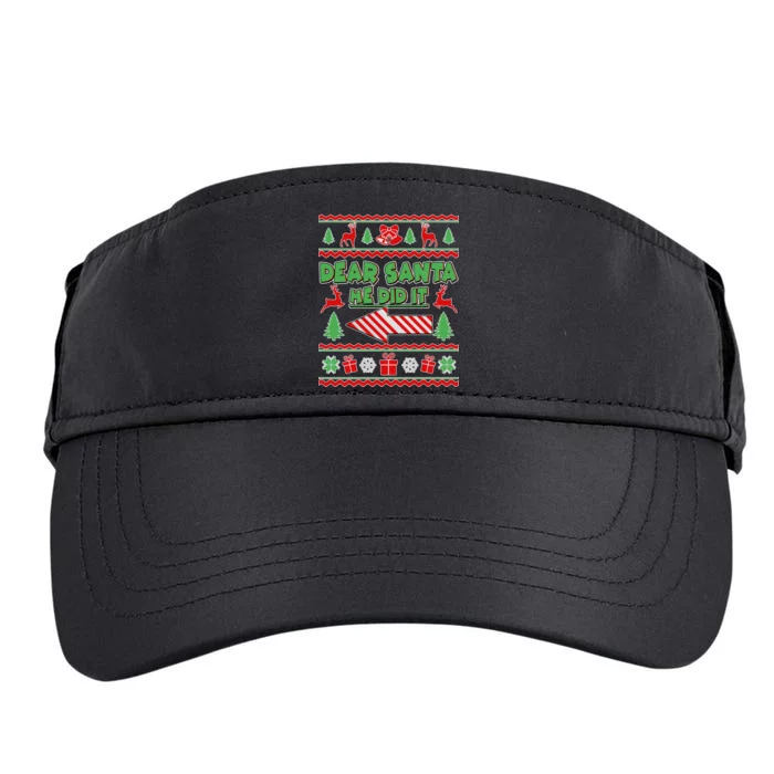 Dear Santa He Did It Funny Ugly Christmas Adult Drive Performance Visor