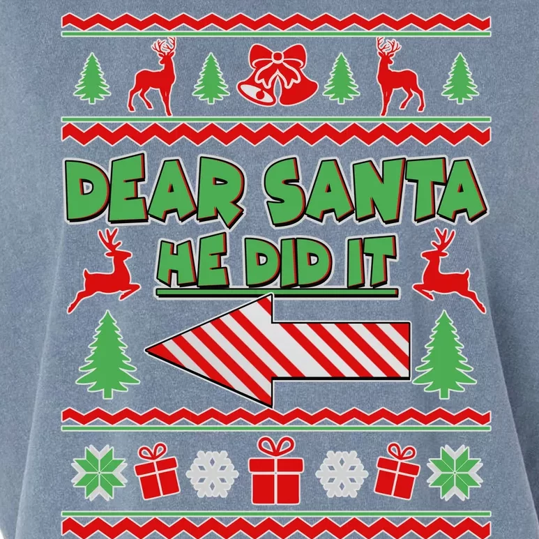 Dear Santa He Did It Funny Ugly Christmas Garment-Dyed Women's Muscle Tee