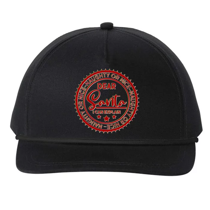 Dear Santa I Can Explain Christmas Emblem Snapback Five-Panel Rope Hat