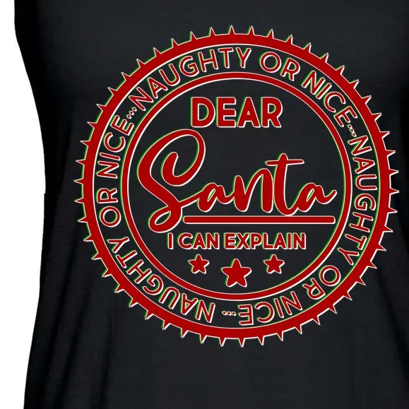 Dear Santa I Can Explain Christmas Emblem Ladies Essential Flowy Tank