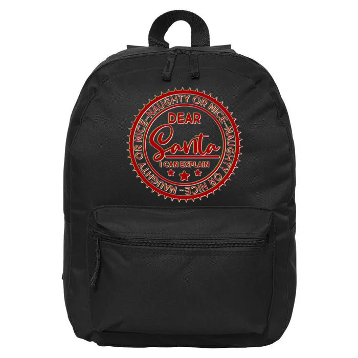 Dear Santa I Can Explain Christmas Emblem 16 in Basic Backpack