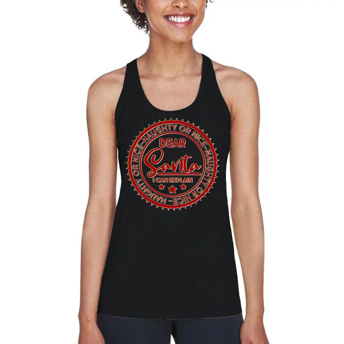 Dear Santa I Can Explain Christmas Emblem Women's Racerback Tank