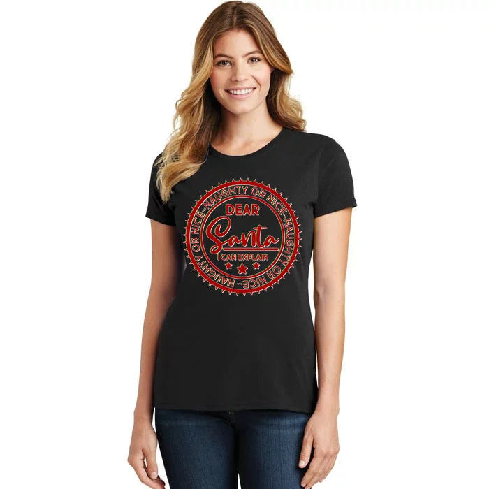 Dear Santa I Can Explain Christmas Emblem Women's T-Shirt