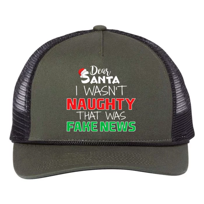 Dear Santa I Wasn't Naughty That Was Fake News Retro Rope Trucker Hat Cap