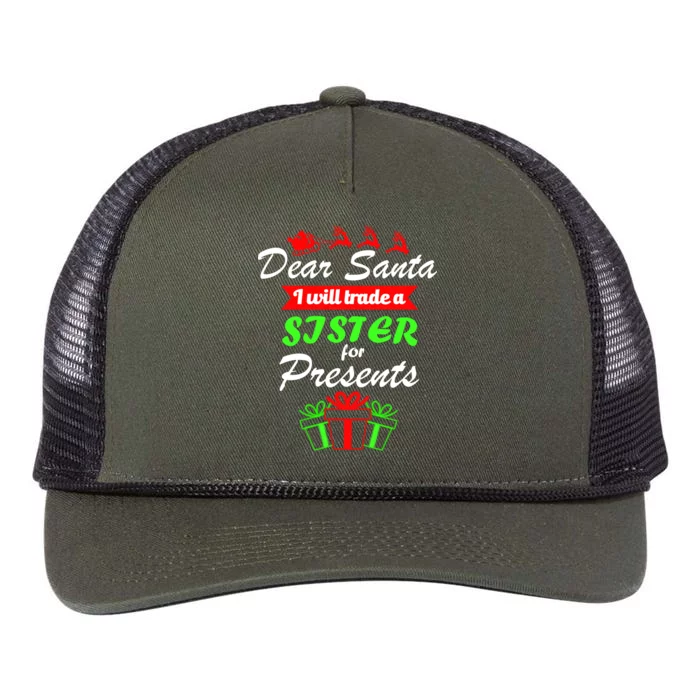 Dear Santa I Will Trade A Sister For Presents Retro Rope Trucker Hat Cap