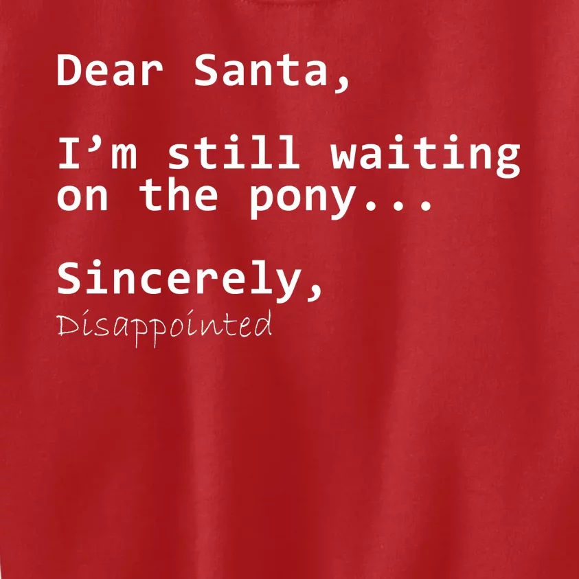 Dear Santa I'm Sincerely Disappointed No Pony Kids Sweatshirt