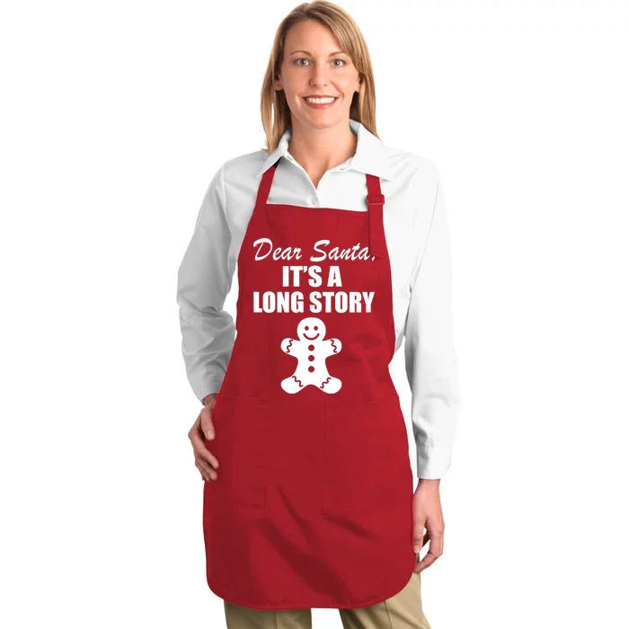 Dear Santa It's A Long Story Full-Length Apron With Pocket