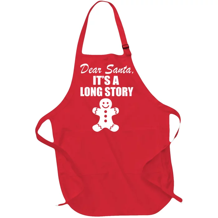 Dear Santa It's A Long Story Full-Length Apron With Pocket