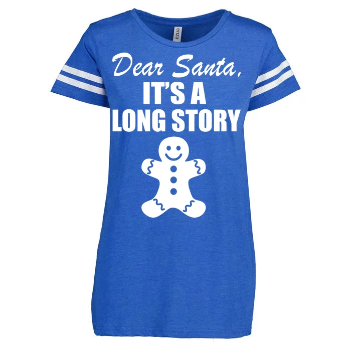 Dear Santa It's A Long Story Enza Ladies Jersey Football T-Shirt