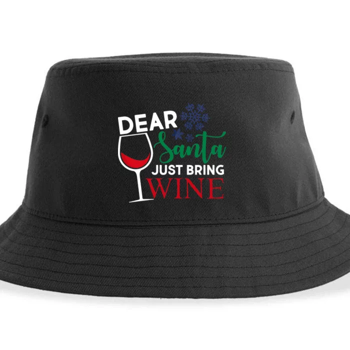 Dear Santa Just Bring Wine Sustainable Bucket Hat