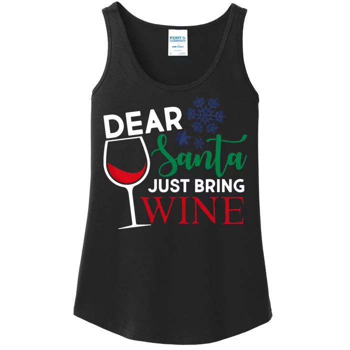 Dear Santa Just Bring Wine Ladies Essential Tank