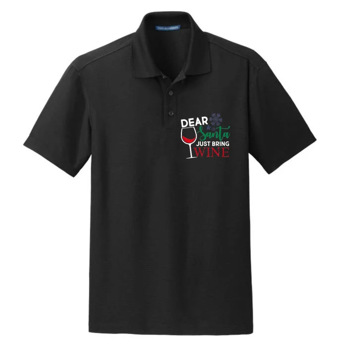 Dear Santa Just Bring Wine Dry Zone Grid Performance Polo