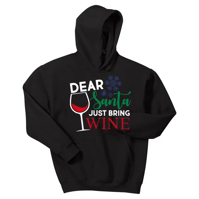 Dear Santa Just Bring Wine Kids Hoodie