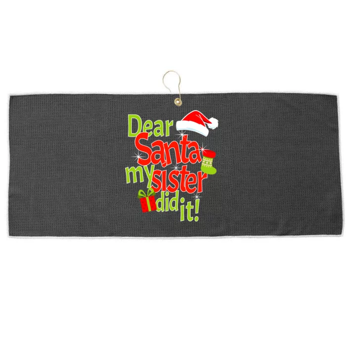 Dear Santa My Sister Did It Large Microfiber Waffle Golf Towel