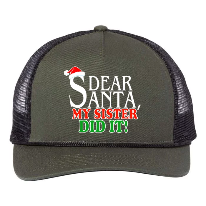 Dear Santa My Sister Did It Funny Christmas Retro Rope Trucker Hat Cap