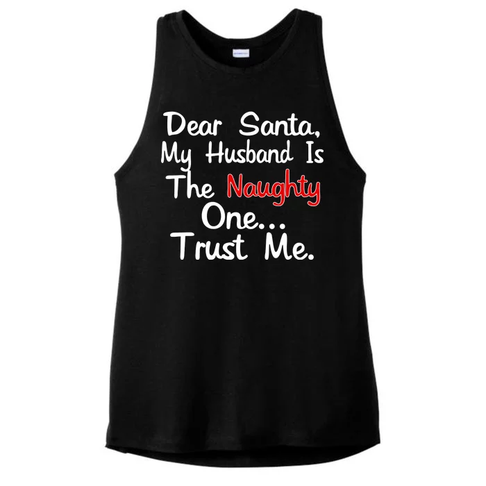 Dear Santa Naughty Husband Ladies Tri-Blend Wicking Tank