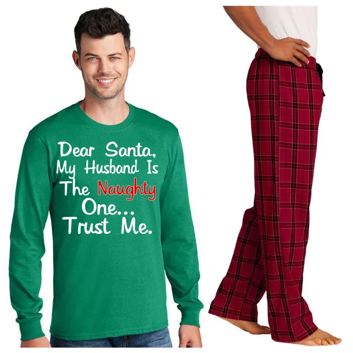 Dear Santa Naughty Husband Long Sleeve Pajama Set