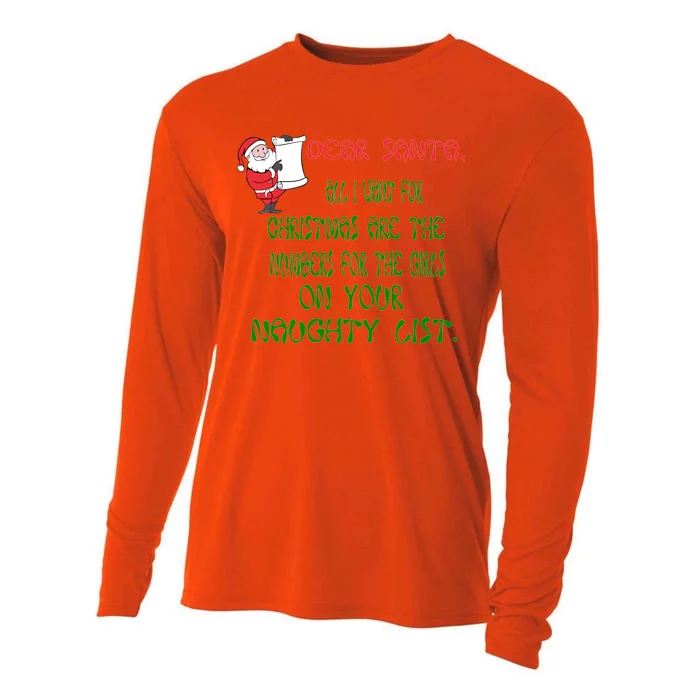 Dear Santa Naughty List Girls Numbers Funny Cooling Performance Long Sleeve Crew