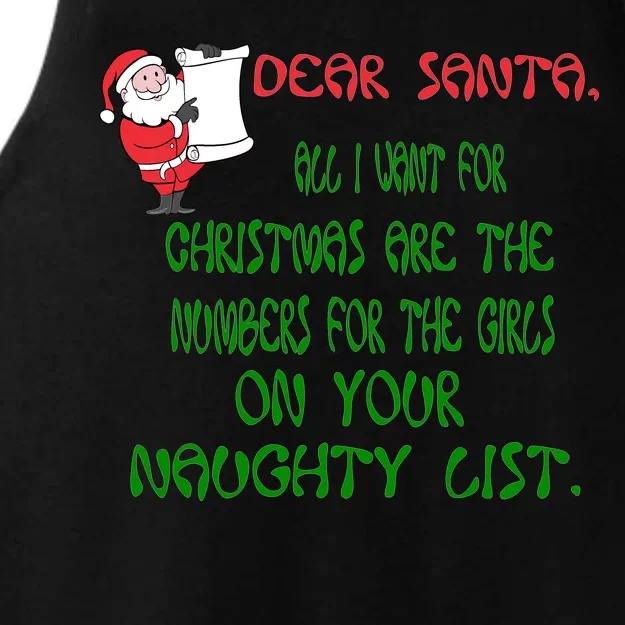 Dear Santa Naughty List Girls Numbers Funny Ladies Tri-Blend Wicking Tank