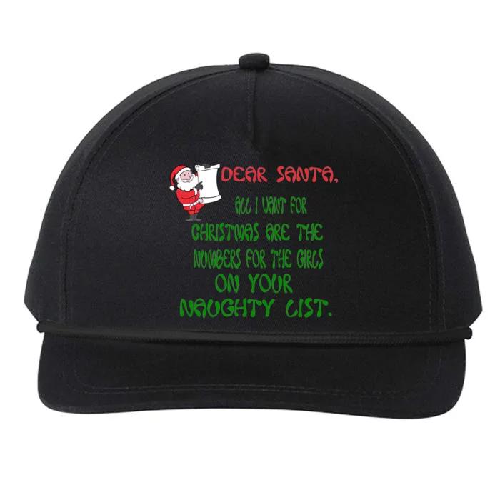 Dear Santa Naughty List Girls Numbers Funny Snapback Five-Panel Rope Hat