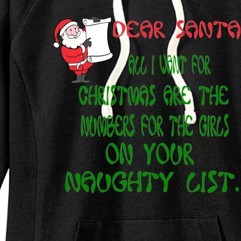 Dear Santa Naughty List Girls Numbers Funny Women's Fleece Hoodie