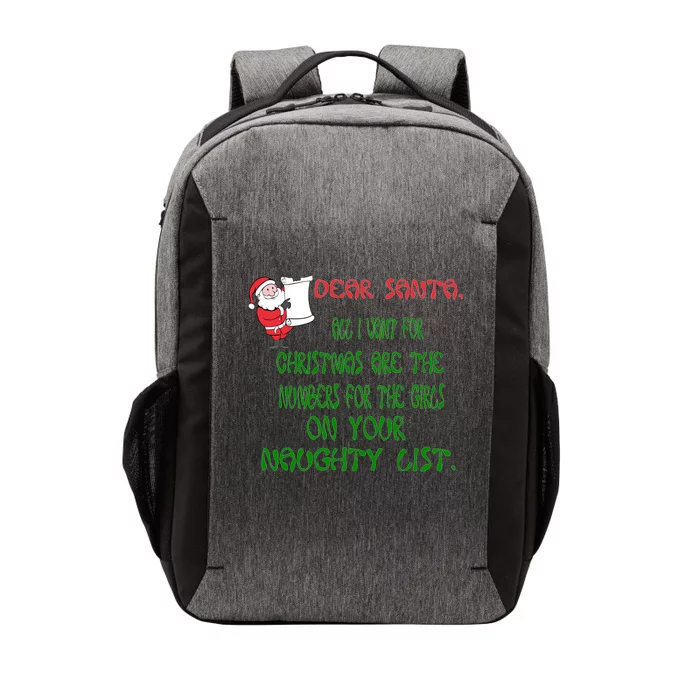 Dear Santa Naughty List Girls Numbers Funny Vector Backpack