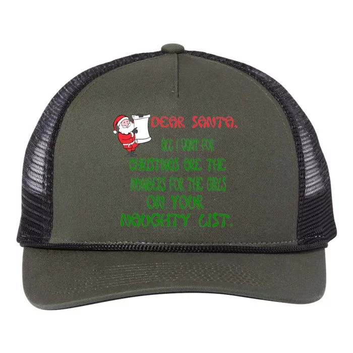 Dear Santa Naughty List Girls Numbers Funny Retro Rope Trucker Hat Cap