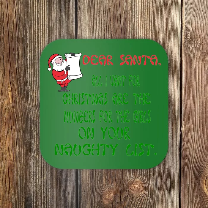 Dear Santa Naughty List Girls Numbers Funny Coaster