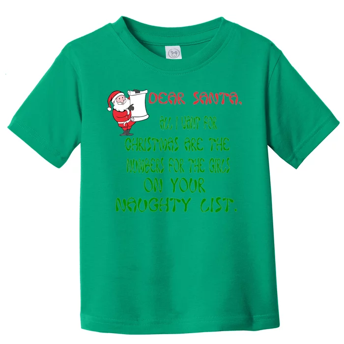 Dear Santa Naughty List Girls Numbers Funny Toddler T-Shirt