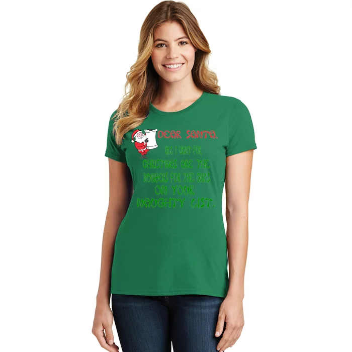 Dear Santa Naughty List Girls Numbers Funny Women's T-Shirt