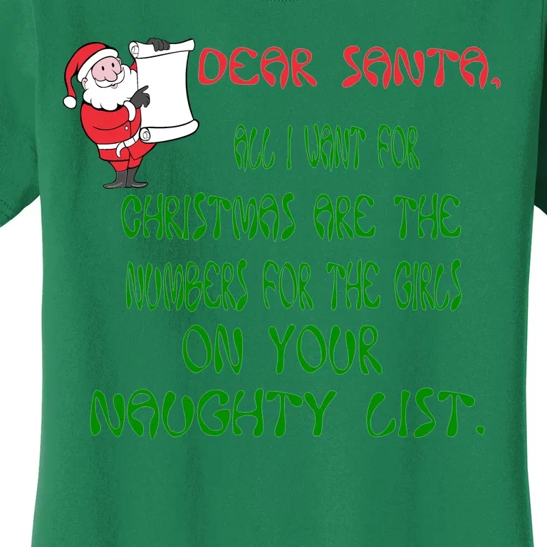 Dear Santa Naughty List Girls Numbers Funny Women's T-Shirt