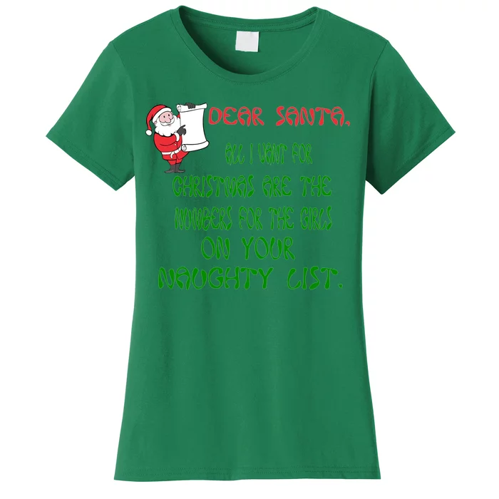 Dear Santa Naughty List Girls Numbers Funny Women's T-Shirt