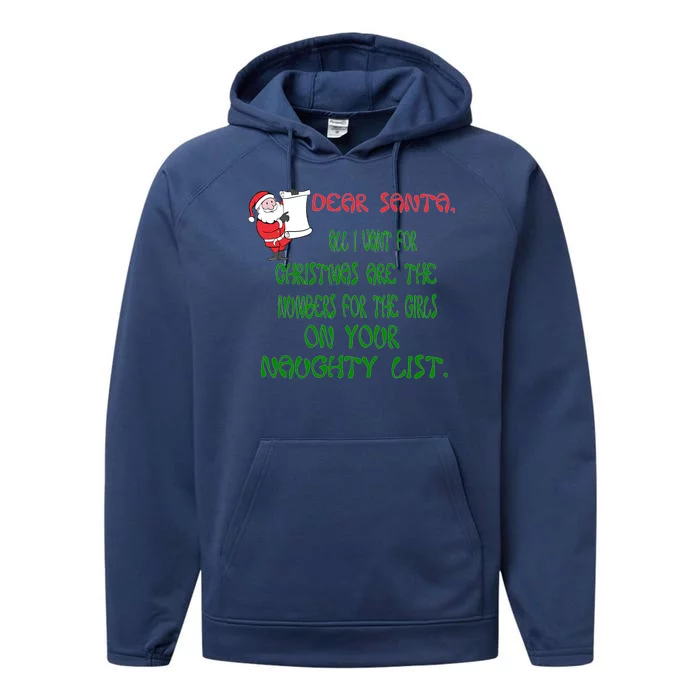 Dear Santa Naughty List Girls Numbers Funny Performance Fleece Hoodie