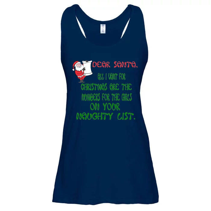 Dear Santa Naughty List Girls Numbers Funny Ladies Essential Flowy Tank