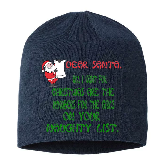 Dear Santa Naughty List Girls Numbers Funny 8 1/2in Sustainable Knit Beanie