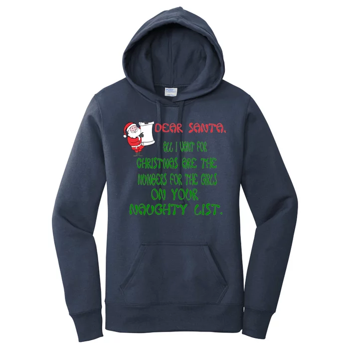 Dear Santa Naughty List Girls Numbers Funny Women's Pullover Hoodie