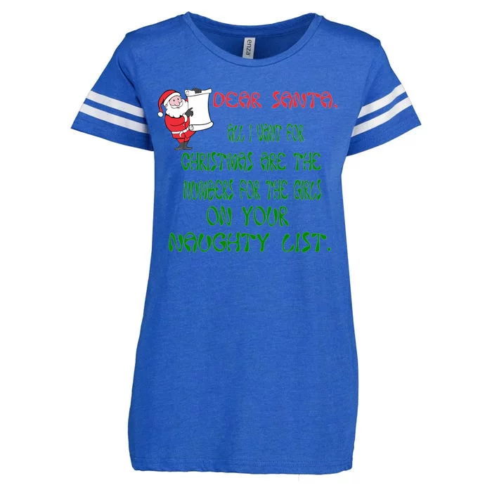 Dear Santa Naughty List Girls Numbers Funny Enza Ladies Jersey Football T-Shirt