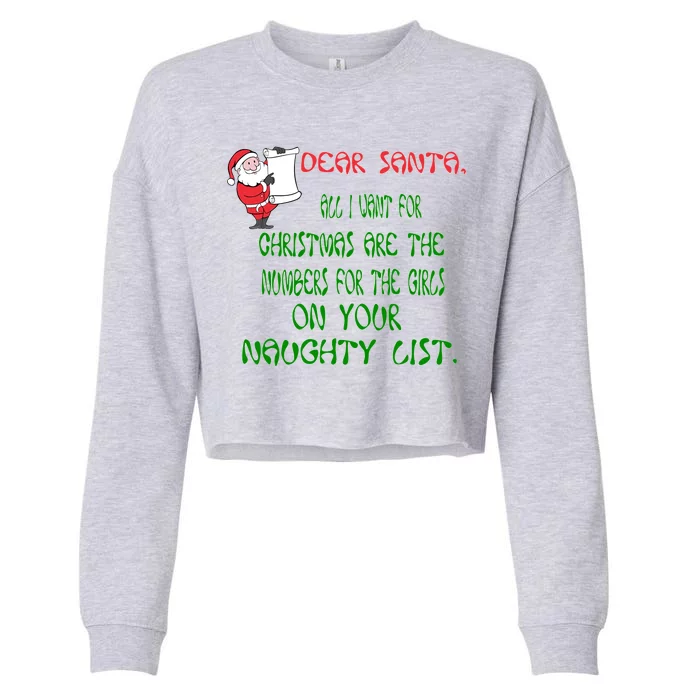 Dear Santa Naughty List Girls Numbers Funny Cropped Pullover Crew