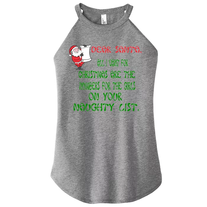 Dear Santa Naughty List Girls Numbers Funny Women’s Perfect Tri Rocker Tank