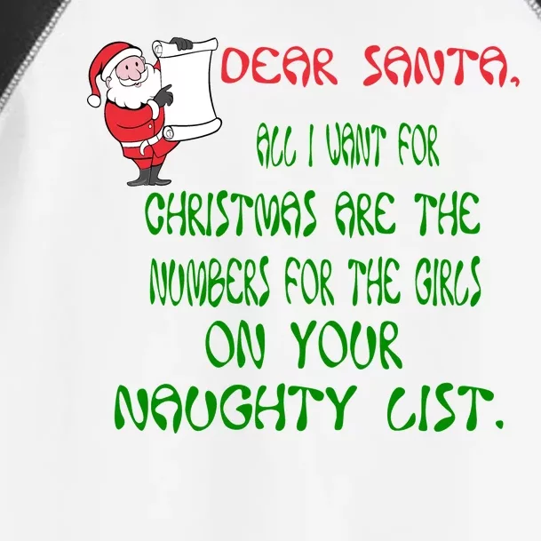 Dear Santa Naughty List Girls Numbers Funny Toddler Fine Jersey T-Shirt